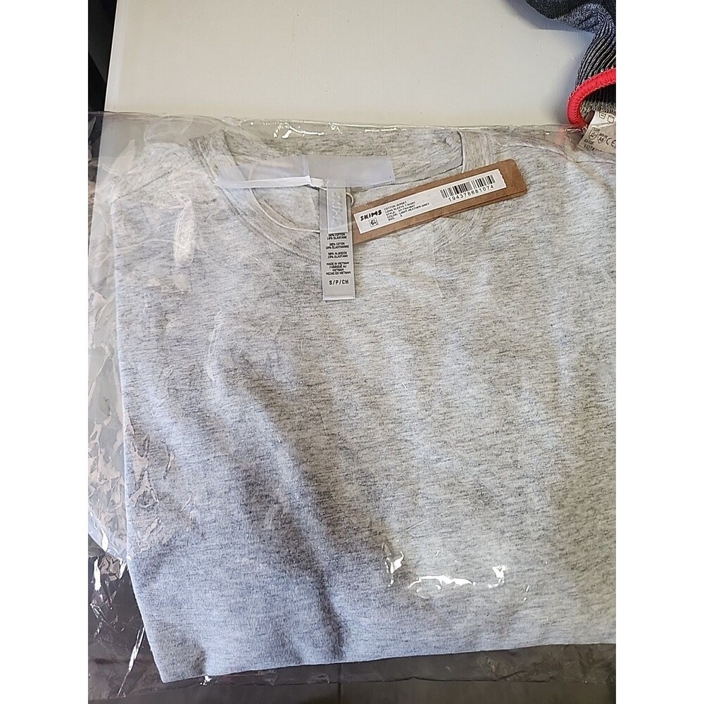 NWT SKIMS Small Light Heather Grey Cotton Jersey Long Sleeve T Shirt